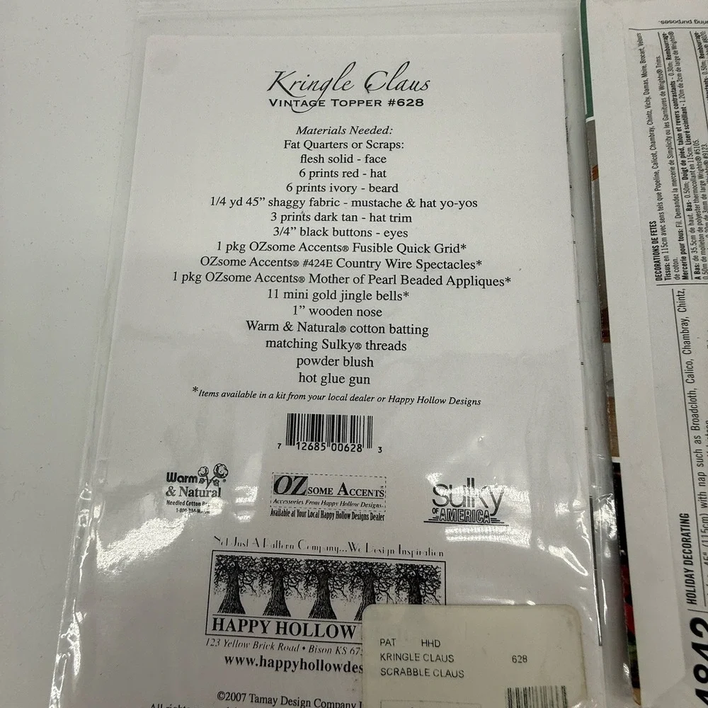 McCalls Simplicity Crafts‎ Pattern for Christmas Decor Kringle 3777 Uncut-FF